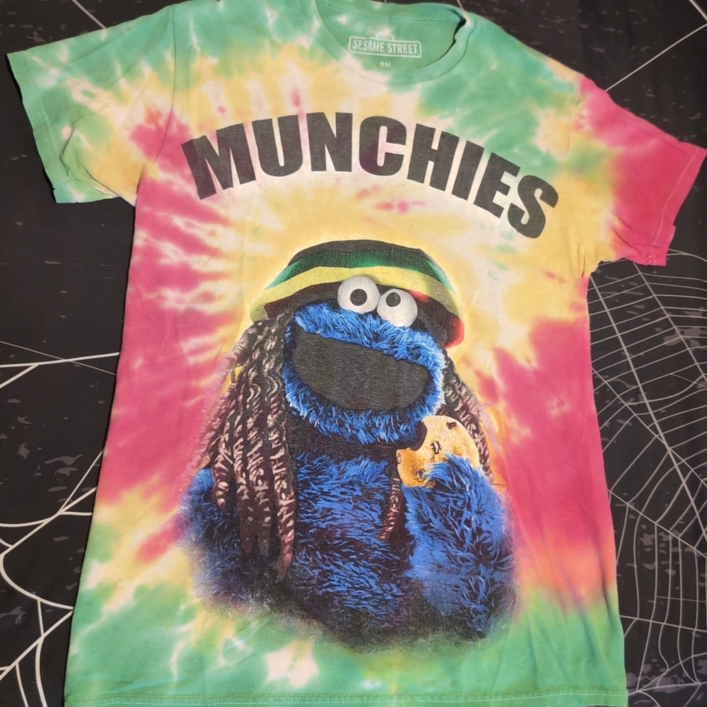 Sesame Street Munchies Tie-Dye T-Shirt - Green, Yellow, Pink